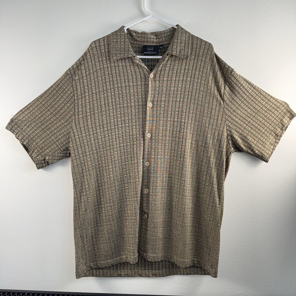 VTG Power Play‎ Mid Sheer Shirt Men's XXL Green USA Made 80s Disco Club Spandex